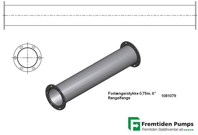 Forlængerstykke 6" 0,75m flange/flange