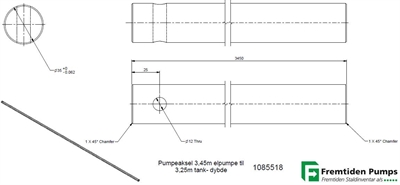 Pumpeaksel ELM 3,45m til 3,25m tankdybde