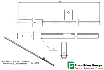 Betjeningsstang 1,30m til 2,00m tankdybde