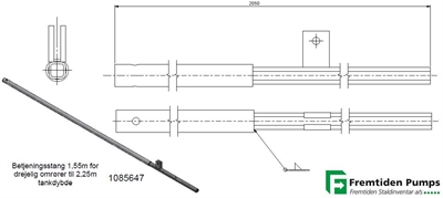 Betjeningsstang 1,55m til 2,25m tankdybde