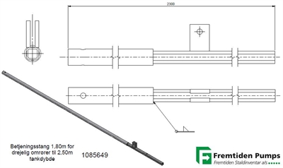 Betjeningsstang 1,80m til 2,50m tankdybde