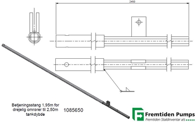 Betjeningsstang 1,95m til 2,50m tankdybde