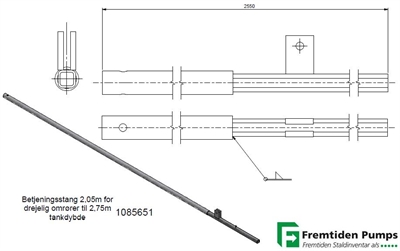 Betjeningsstang 2,05m til 2,75m tankdybde