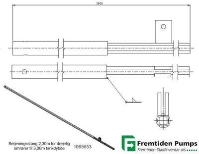 Betjeningsstang 2,30m til 3,00m tankdybde