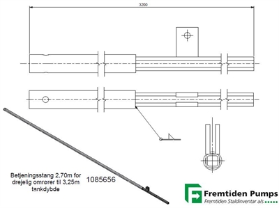Betjeningsstang 2,70m til 3,25m tankdybde