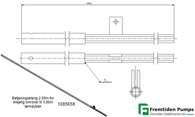 Betjeningsstang 2,95m til 3,50m tankdybde