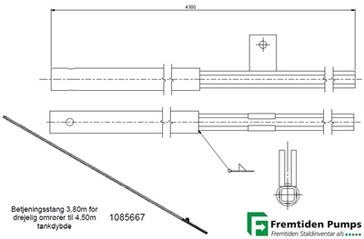 Betjeningsstang 3,80m til 4,50m tankdybde