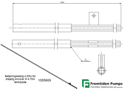 Betjeningsstang 4,05m til 4,75m tankdybde