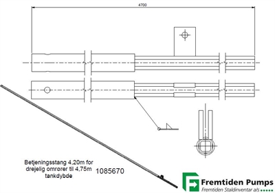 Betjeningsstang 4,20m til 4,75m tankdybde