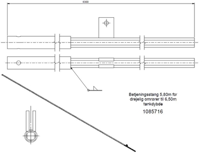 Betjeningsstang 5,80m til 6,50m tankdybde