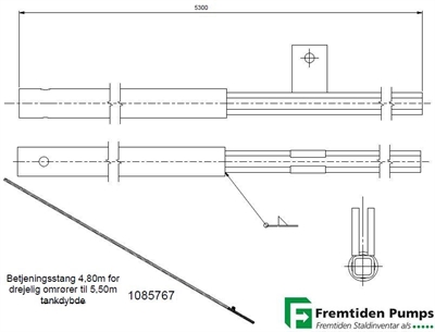 Betjeningsstang 4,80m til 5,50m tankdybde
