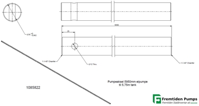 Pumpeaksel ELM 5,95m til 5,75m tankdybde