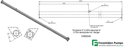 Pumperør 6" ELM 6,45m til 5,75m tankdybde