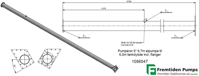 Pumperør 6" ELM 6,70m til 6,00m tankdybde