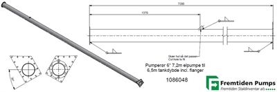 Pumperør 6" ELM 7,20m til 6,50m tankdybde